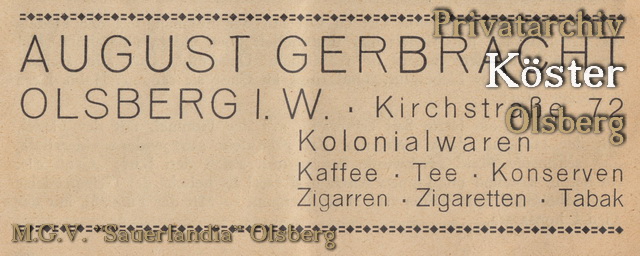 Werbeanzeige "August Gerbracht"