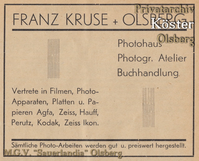 Werbeanzeige "Franz Kruse"