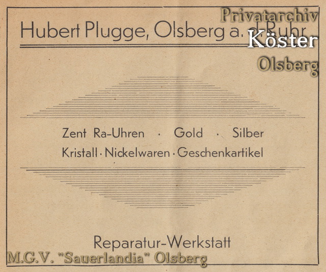 Werbeanzeige "Hubert Plugge"