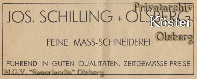 Werbeanzeige "Josef Schilling"