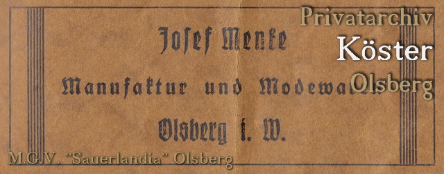 Werbeanzeige "Josef Menke"