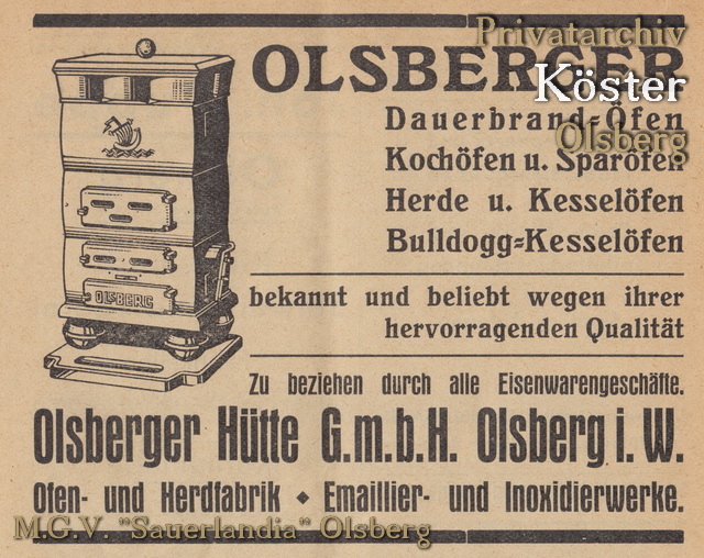 Werbeanzeige "Olsberger Hütte"