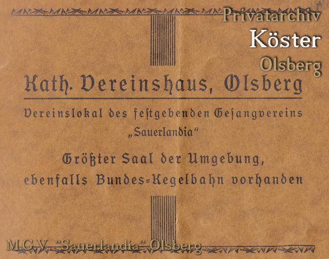 Werbeanzeige "Vereinshaus Olsberg"