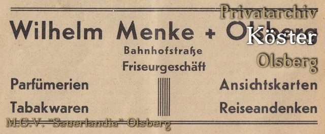 Werbeanzeige "Wilhelm Menke"
