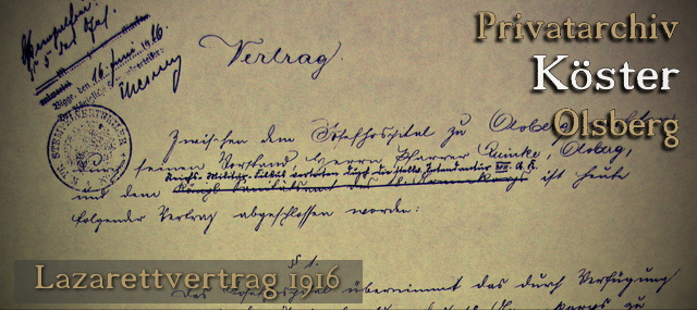 St. Josefs-Hospital Olsberg - Lazarettvertrag 1916