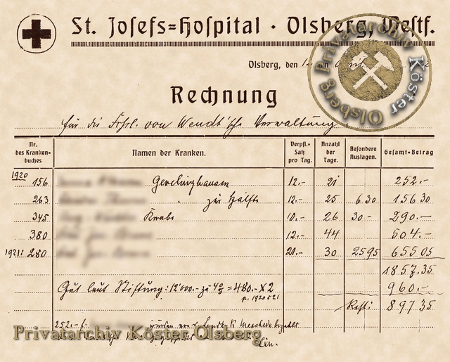 Rechnung St. Josefs-Hospital Olsberg