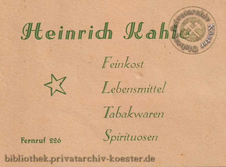 Werbeanzeige Lebensmittel Heinrich Kahle 1956