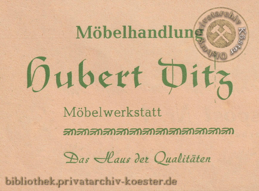 Werbeanzeige Möbelhandlung Hubert Ditz 1956