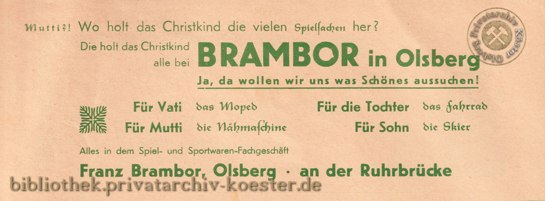 Werbeanzeige Franz Brambor 1956