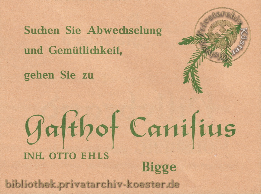 Werbeanzeige Gasthof Canisius 1956