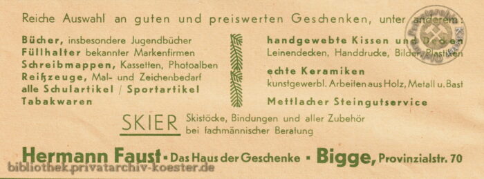 Werbeanzeige Geschäft Hermann Faust 1956