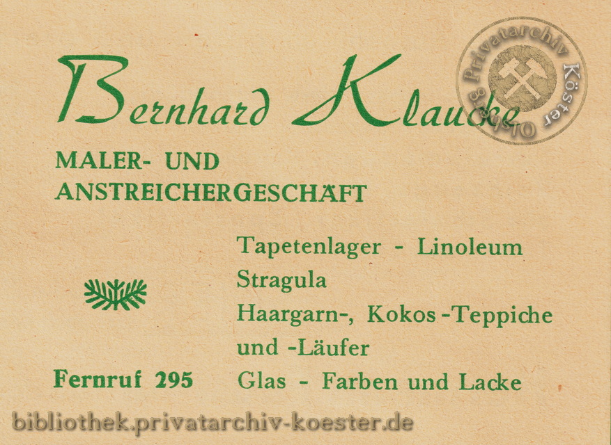 Werbeanzeige Maler Bernhard Klaucke 1956