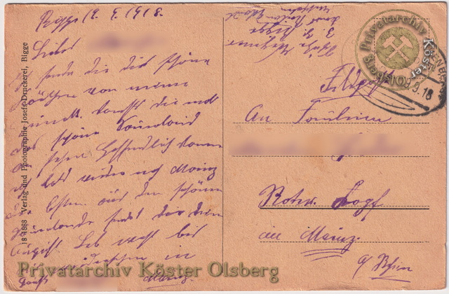 Ansichtskarte "Josefsheim Bigge" 1918