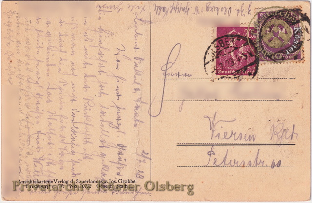 Ansichtskarte "Blick ins Ruhrtal zwischen Olsberg und Bigge" 1923