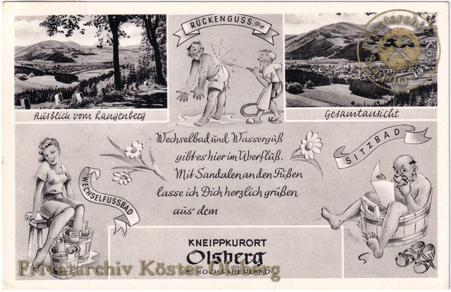 Ansichtskarte "Kneippkurort Olsberg im Hochsauerland" 1956