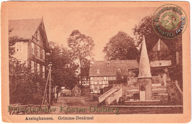 Ansichtskarte "Assinghausen. Grimme-Denkmal" 1920