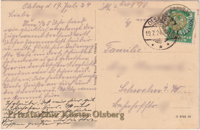 Ansichtskarte "Olsberg" 1923