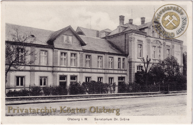 Ansichtskarte "Olsberg i.W. Sanatorium Dr. Grüne" 1934