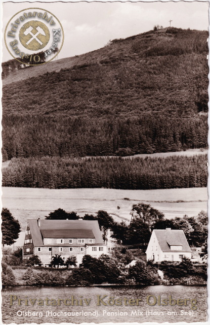 Ansichtskarte "Olsberg (Hochsauerland). Pension Mix (Haus am See)" 1961