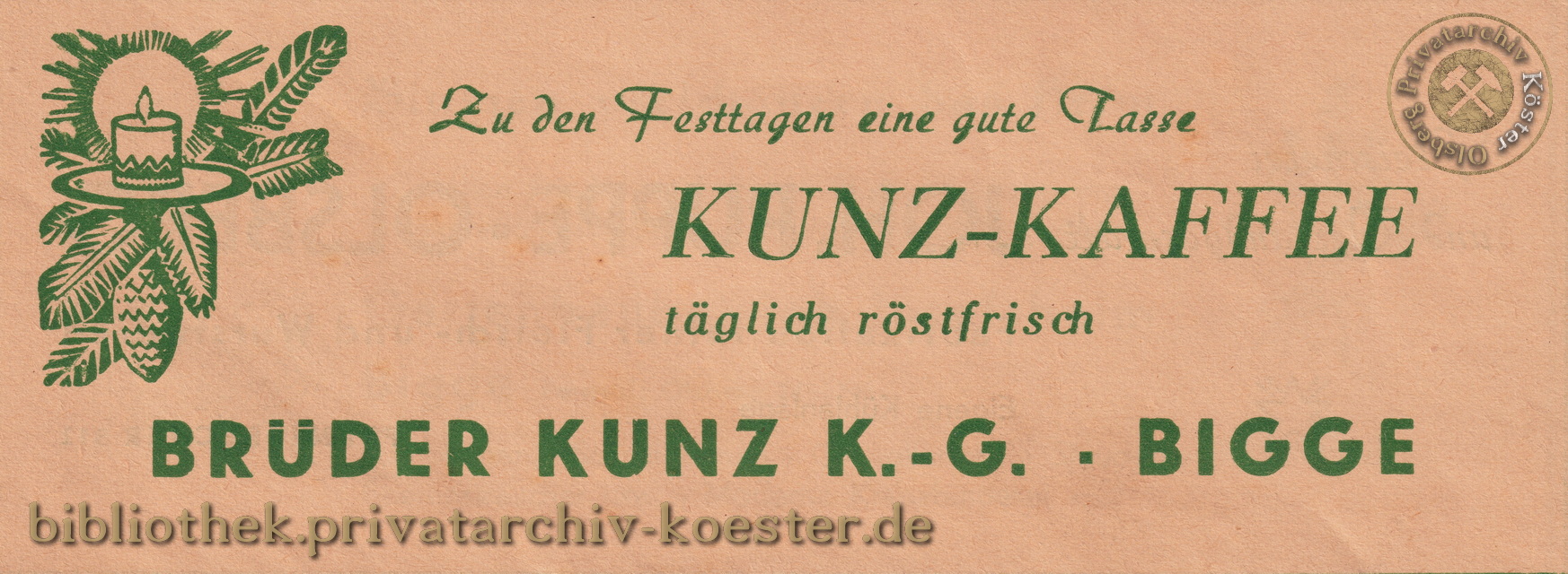 Werbeanzeige Brüder Kunz Bigge 1956