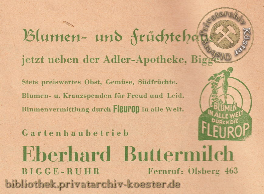 Werbeanzeige Eberhard Buttermilch 1956