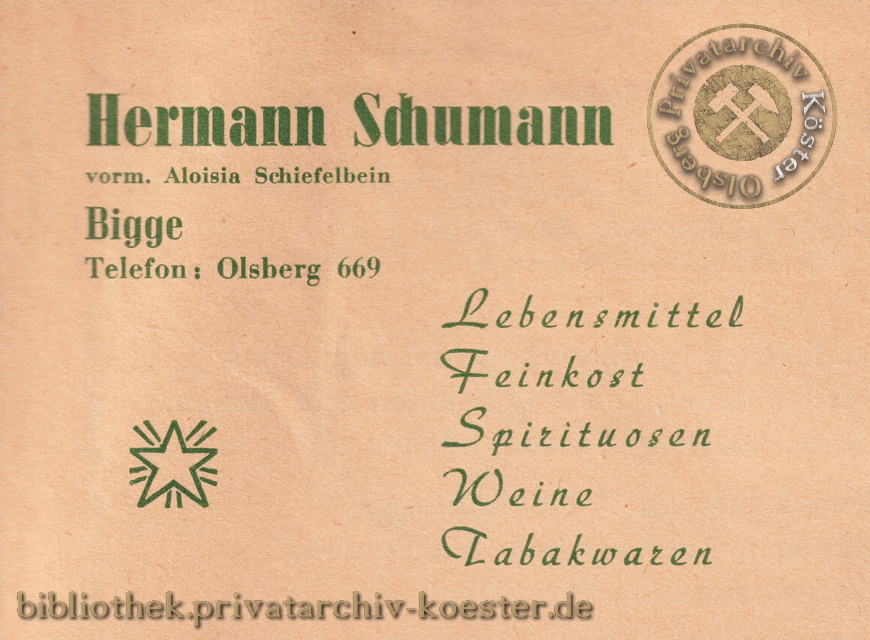 Werbeanzeige Hermann Schumann Bigge 1956
