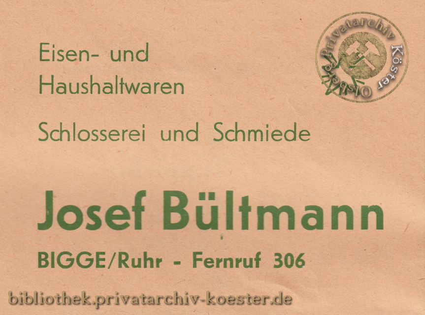 Werbeanzeige Josef Bültmann Bigge 1956