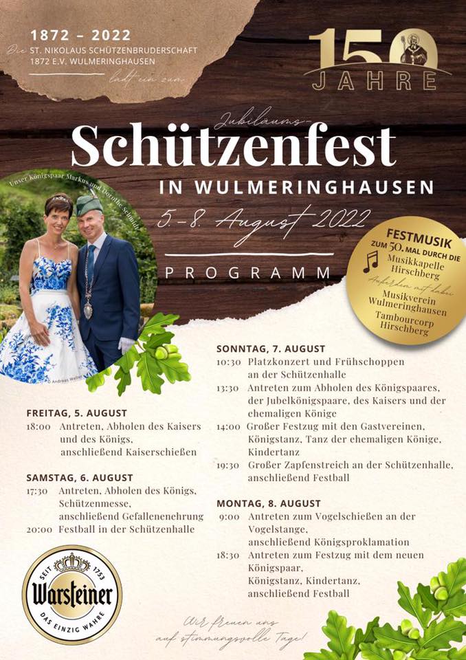 Jubiläums-Schützenfest in Wulmeringhausen 2022 - Programm