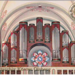 Ansichtskarte Orgelprospekt mit Rosettenfenster - Pfarrkirche St. Nikolaus Olsberg Motivseite