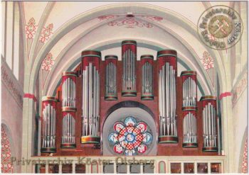 Ansichtskarte Orgelprospekt mit Rosettenfenster - Pfarrkirche St. Nikolaus Olsberg Motivseite