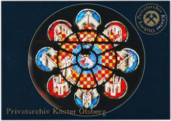 Ansichtskarte Rosettenfenster Himmlisches Jerusalem - Pfarrkirche St. Nikolaus Olsberg Motivseite