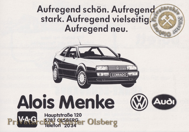 Werbeanzeige Autohaus Alois Menke 1989