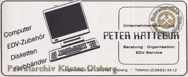 Werbeanzeige Peter Hattebur 1989