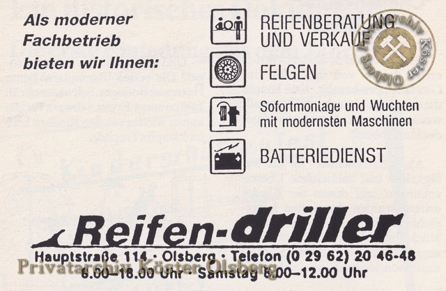 Werbeanzeige Reifen-Driller 1989