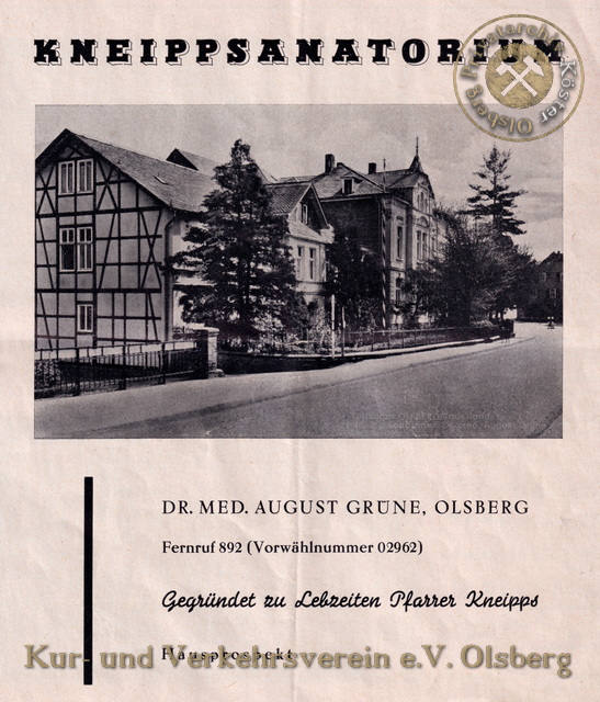 Werbeanzeige "Kneipp-Sanatorium Dr. August Grüne" 1963