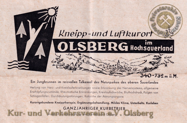 Unterkunftsverzeichnis Kneipp- und Luftkurort Olsberg - Hochsauerland 1963