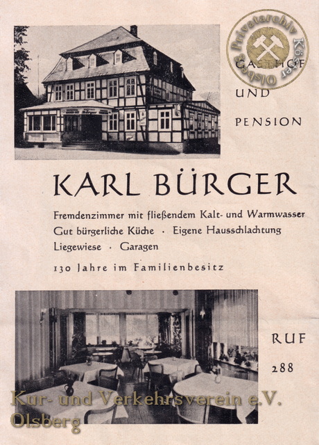 Werbeanzeige "Gasthof Karl Bürger" 1963