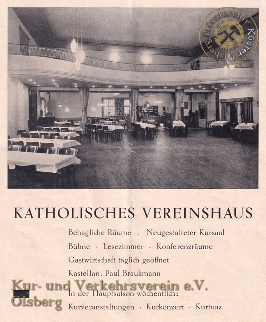 Werbeanzeige "Katholisches Vereinshaus" 1963