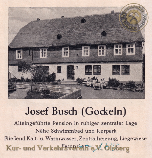 Werbeanzeige "Pension Josef Busch (Gockeln)" 1963