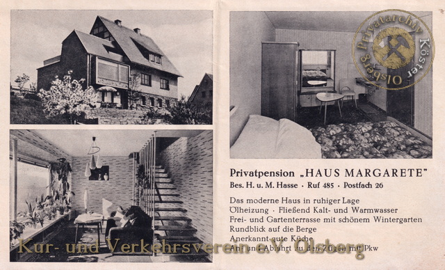 Werbeanzeige "Privatpension Haus Margarete" 1963