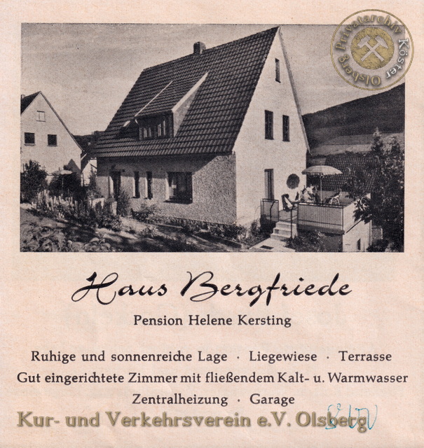 Werbeanzeige "Haus Bergfriede" 1963