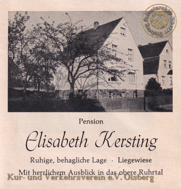 Werbeanzeige "Pension Elisabeth Kersting" 1963