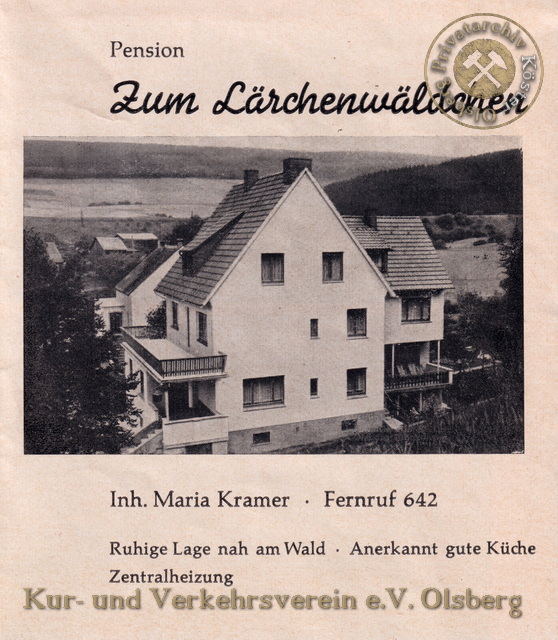 Werbeanzeige "Pension Zum Lärchenwäldchen" 1963