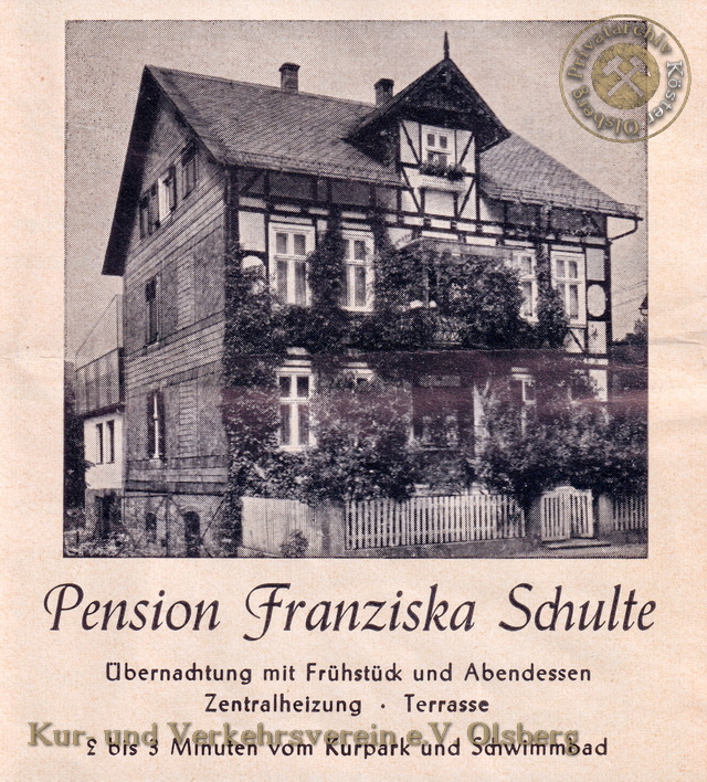 Werbeanzeige "Pension Franziska Schulte" 1963