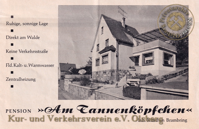 Werbeanzeige Pension "Am Tannenköpfchen" 1963