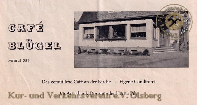 Werbeanzeige "Café Blügel" 1963
