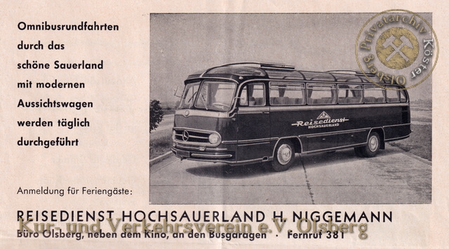 Werbeanzeige "Reisedienst Hochsauerland" 1963