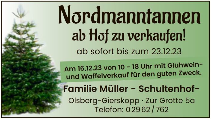 Weihnachtsbaumverkauf auf dem Schultenhof