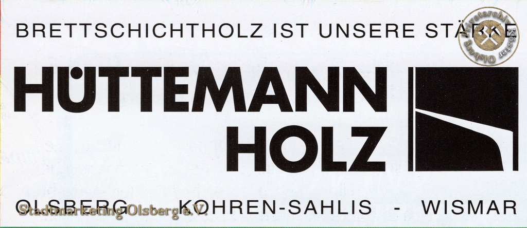 Werbeanzeige "Hüttemann Holz"