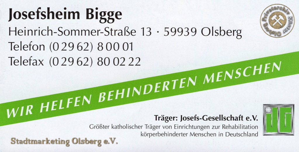 Werbeanzeige "Josefsheim Bigge"